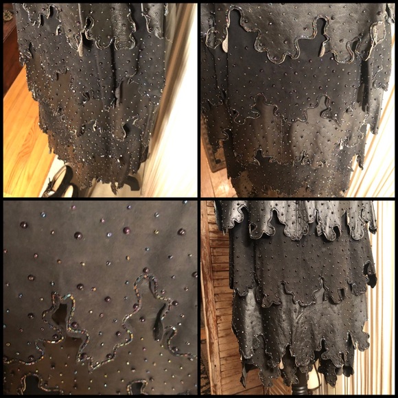 FIRM-SZ-M LEATHER/sequin BOUTIQUE FLAPPER DRESS - Picture 3 of 8